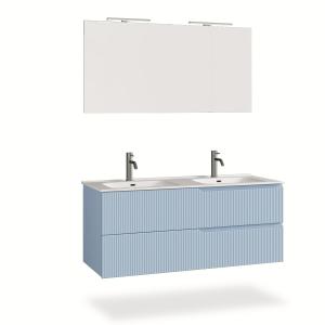 Meuble de salle de bain 5 pièces double vasque en MDF bleu…