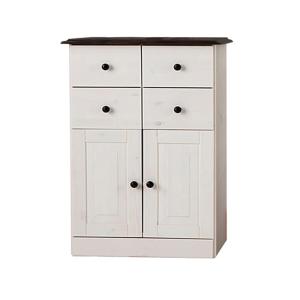 Meuble de salle de bain avec 2 portes 4 tiroirs en pin blan…