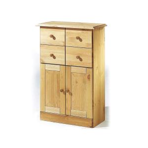 Meuble de salle de bain avec 2 portes et 4 tiroirs en pin