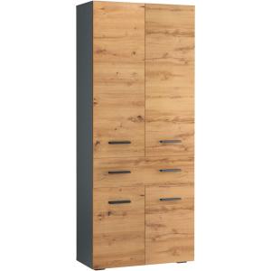 Meuble de salle de bain avec 4 portes 1 tiroir effet chêne