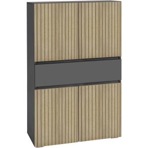 Meuble de salle de bain avec 4 portes et 1 tiroir effet bois