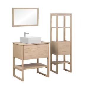 Meuble de salle de bain avec colonne, vasque, miroir effet…