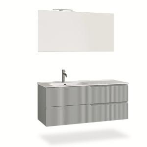 Meuble de salle de bain baignoire gauche 4 pièces en MDF gr…