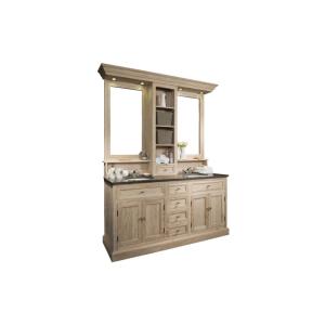 Meuble de salle de bain double vasque en chêne massif et sa…