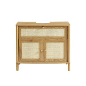 Meuble de salle de bain  effet chêne et rotin 80cm