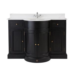 Meuble de salle de bain en bois massif noir L131 cm