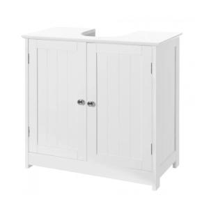 Meuble de salle de bain sous lavabo en bois blanc 2 portes