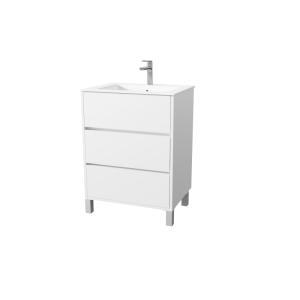 Meuble de salle de bains effet bois blanc - 60 cm