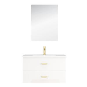 Meuble de salle de bains effet bois blanc avec miroir 46x80…