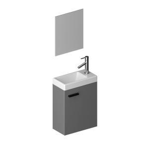 Meuble de salle de bains effet bois gris avec miroir