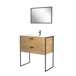 Meuble de salle de bains effet bois marron 45x45x79cm