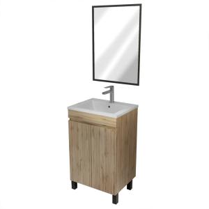 Meuble de salle de bains effet bois marron avec miroir 41x5…