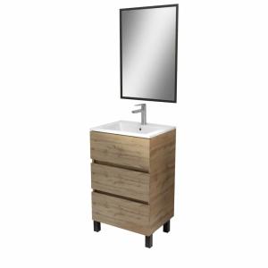 Meuble de salle de bains effet bois marron avec miroir 41x5…