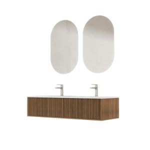 Meuble de salle de bains effet bois marron avec miroir 45x1…