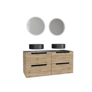 Meuble de salle de bains effet bois marron avec miroir 45x1…