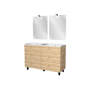 Meuble de salle de bains effet bois marron avec miroir 45x1…