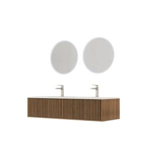 Meuble de salle de bains effet bois marron avec miroir 45x1…