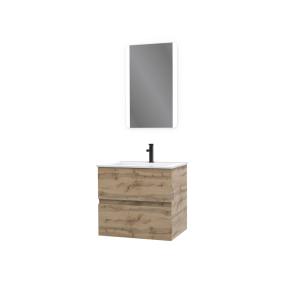 Meuble de salle de bains effet bois marron avec miroir 45x6…