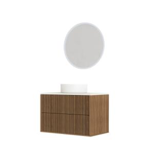 Meuble de salle de bains effet bois marron avec miroir 45x8…