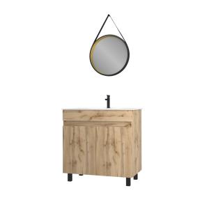 Meuble de salle de bains effet bois marron avec miroir 45x8…