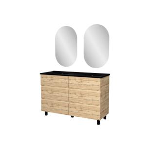 Meuble de salle de bains effet bois marron avec miroir 46x1…