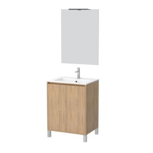 Meuble de salle de bains effet bois marron avec miroir 46x6…