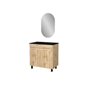 Meuble de salle de bains effet bois marron avec miroir 46x8…