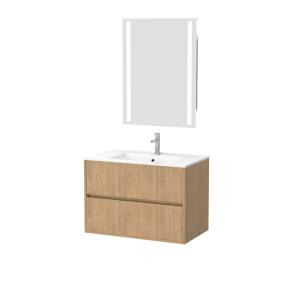 Meuble de salle de bains effet bois marron avec miroir 46x8…