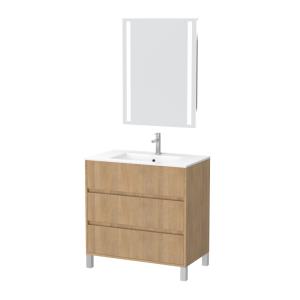 Meuble de salle de bains effet bois marron avec miroir 46x8…