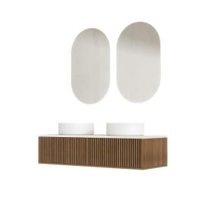 Meuble de salle de bains effet bois marron avec miroir 47x1…