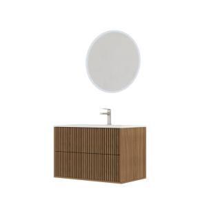 Meuble de salle de bains effet bois marron avec miroir 47x6…