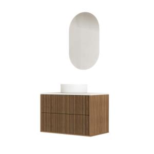 Meuble de salle de bains effet bois marron avec miroir 47x8…