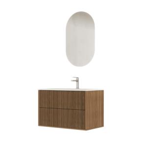Meuble de salle de bains effet bois marron avec miroir 47x8…