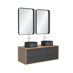 Meuble de salle de bains effet bois marron avec miroir 50x1…
