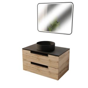 Meuble de salle de bains effet bois marron avec miroir 50x8…