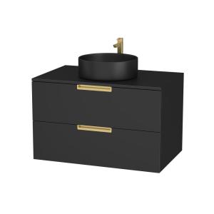 Meuble de salle de bains effet bois noir 50x80x45cm