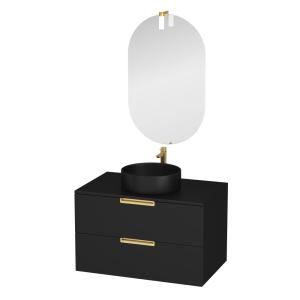 Meuble de salle de bains effet bois noir - 80 cm
