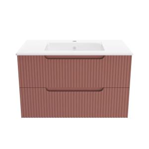 Meuble de salle de bains effet bois rouge - 80 cm