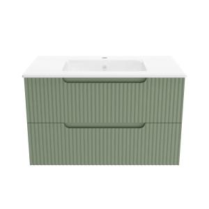 Meuble de salle de bains effet bois vert - 80 cm