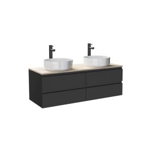 Meuble double vasque 120cm avec plan bois  Noir    vasque  …
