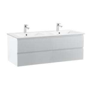 Meuble double vasque 120cm  avec plan céramique  Blanc