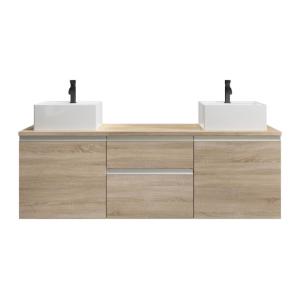 Meuble double vasque effet bois