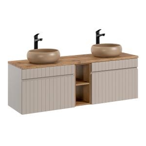 Meuble double vasque stratifiés beige