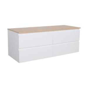 Meuble double vasque  suspendu avec plan bois 120 cm