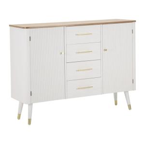 Meuble en bois blanc et marron avec portes et tiroirs 117x3…