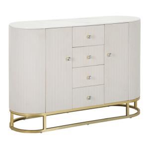 Meuble en métal tissu bois doré beige blanc 120x40x85 cm