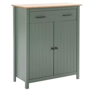 Meuble  haut 2 portes 1 tiroir bois ciré coloris vert
