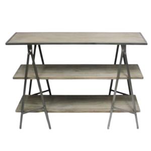 Meuble industriel console en bois et métal gris 120 x 38 x…