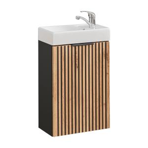 Meuble lave-mains 1 porte stratifiés beige noir