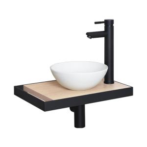 Meuble lave-mains  avec porte serviette, vasque blanche et…